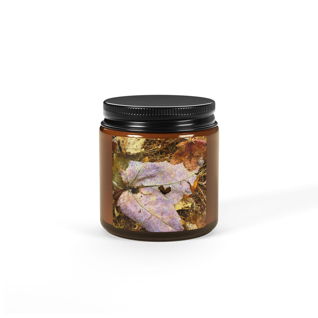 My Heart Autumn Leaves Scented Soy Candle — Amber Jar, Cozy Fall Fragrance