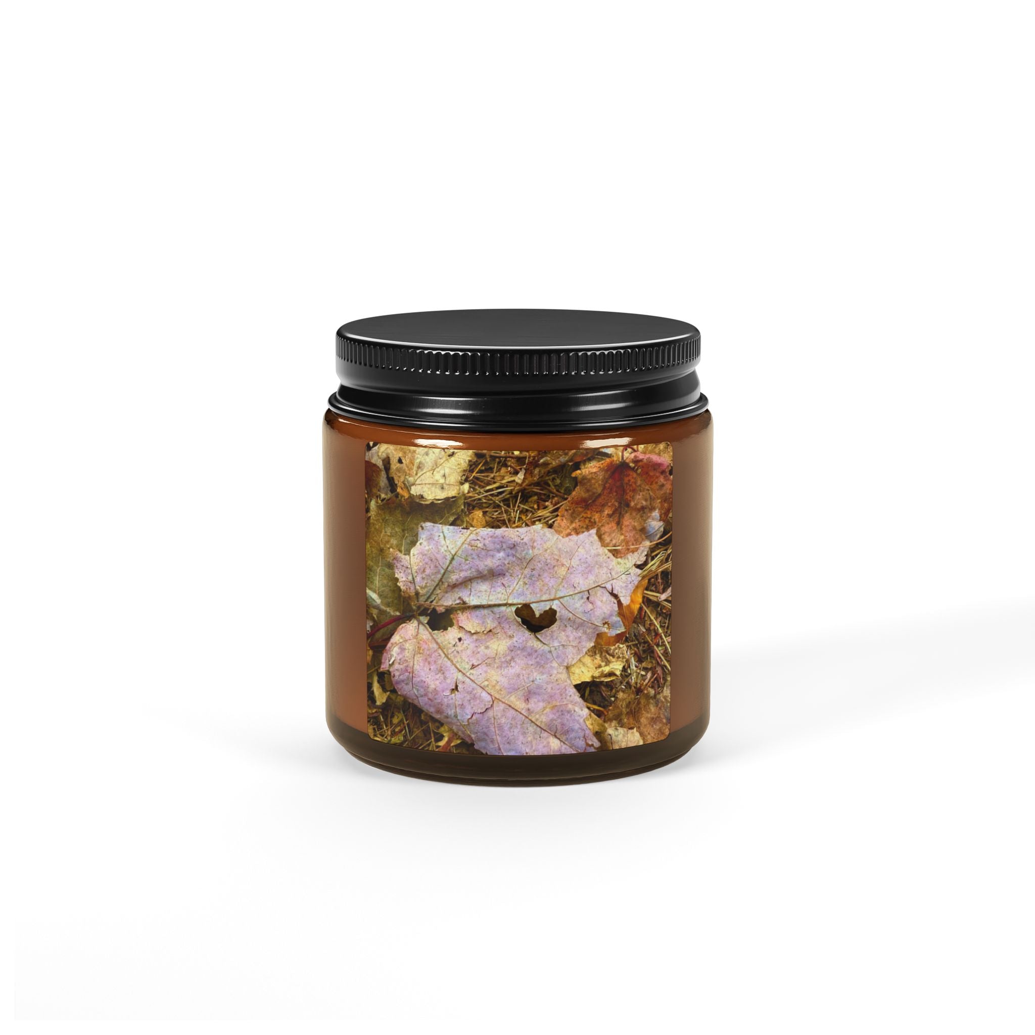 My Heart Autumn Leaves Scented Soy Candle — Amber Jar, Cozy Fall Fragrance
