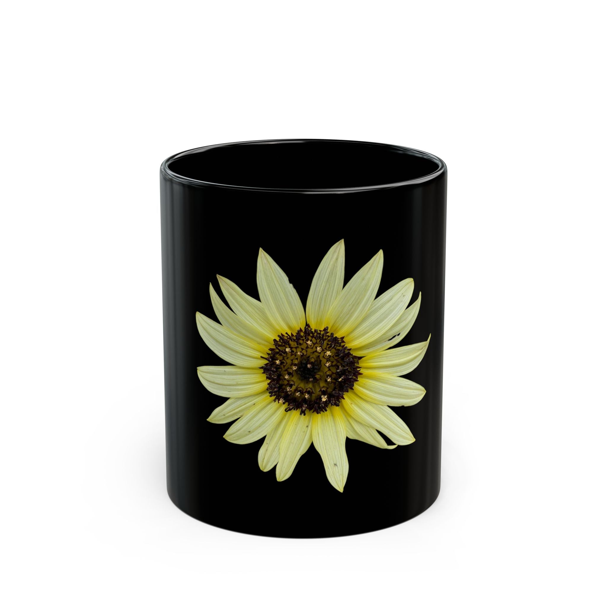 Sunflower Black Coffee Mug — Yellow Floral 11oz/15oz Ceramic