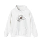Sunflower Eye Hoodie — Minimal Botanical Graphic Sweatshirt