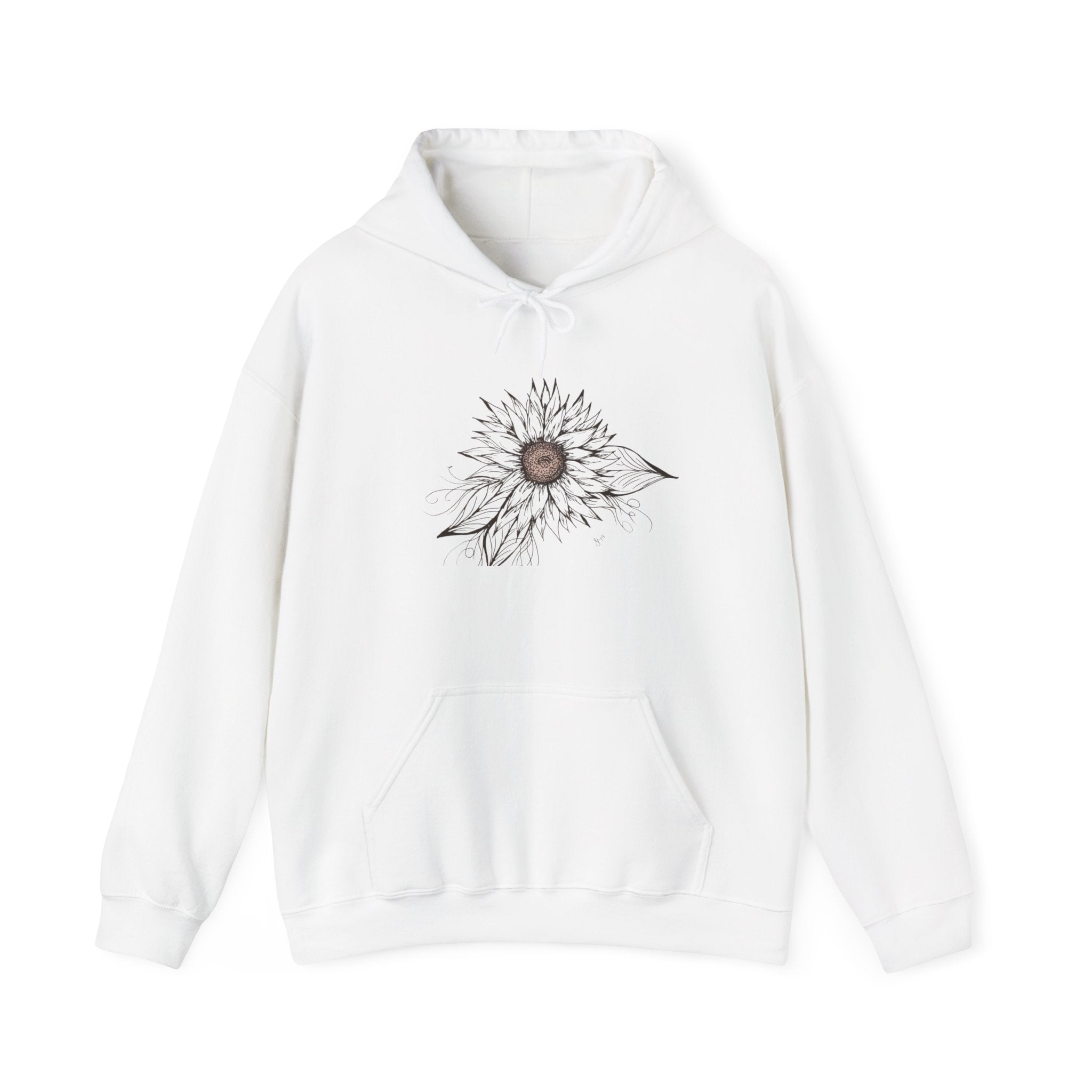 Sunflower Eye Hoodie — Minimal Botanical Graphic Sweatshirt
