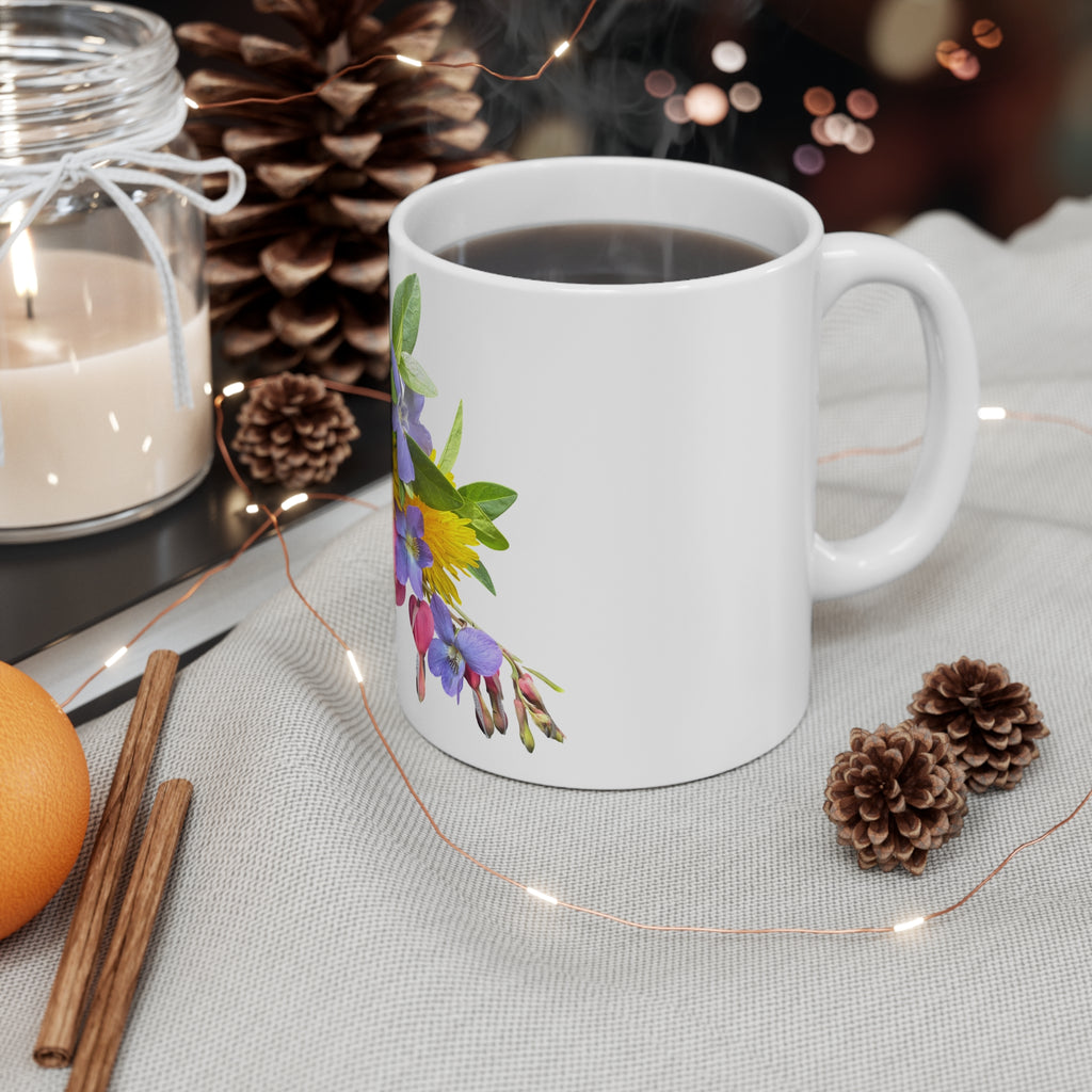 Floral Wildflower Bouquet Mug — 11oz Colorful Spring Flowers Coffee Cup