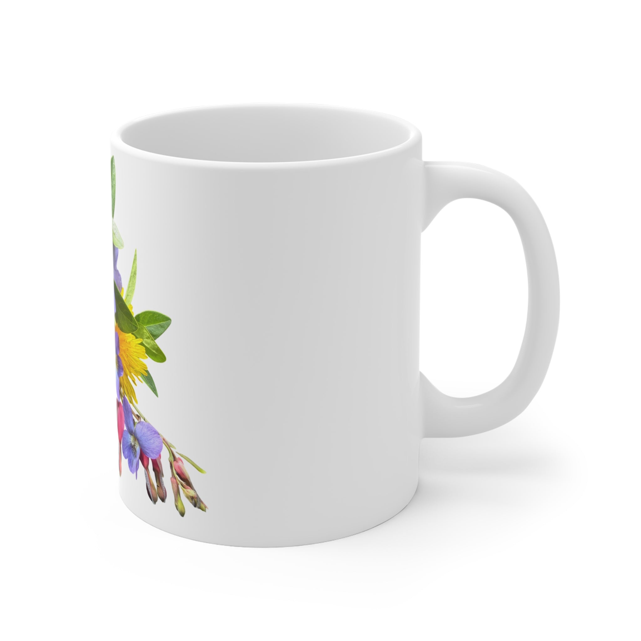 Floral Wildflower Bouquet Mug — 11oz Colorful Spring Flowers Coffee Cup