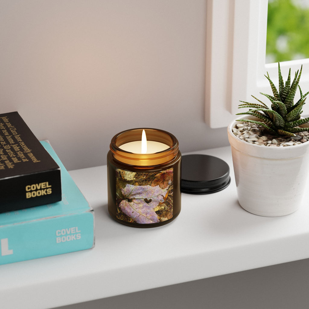 My Heart Autumn Leaves Scented Soy Candle — Amber Jar, Cozy Fall Fragrance