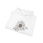 Sunflower Eye Hoodie — Minimal Botanical Graphic Sweatshirt