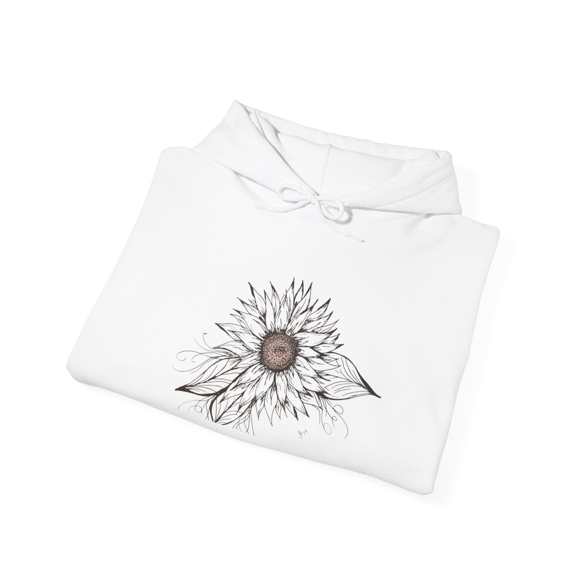 Sunflower Eye Hoodie — Minimal Botanical Graphic Sweatshirt