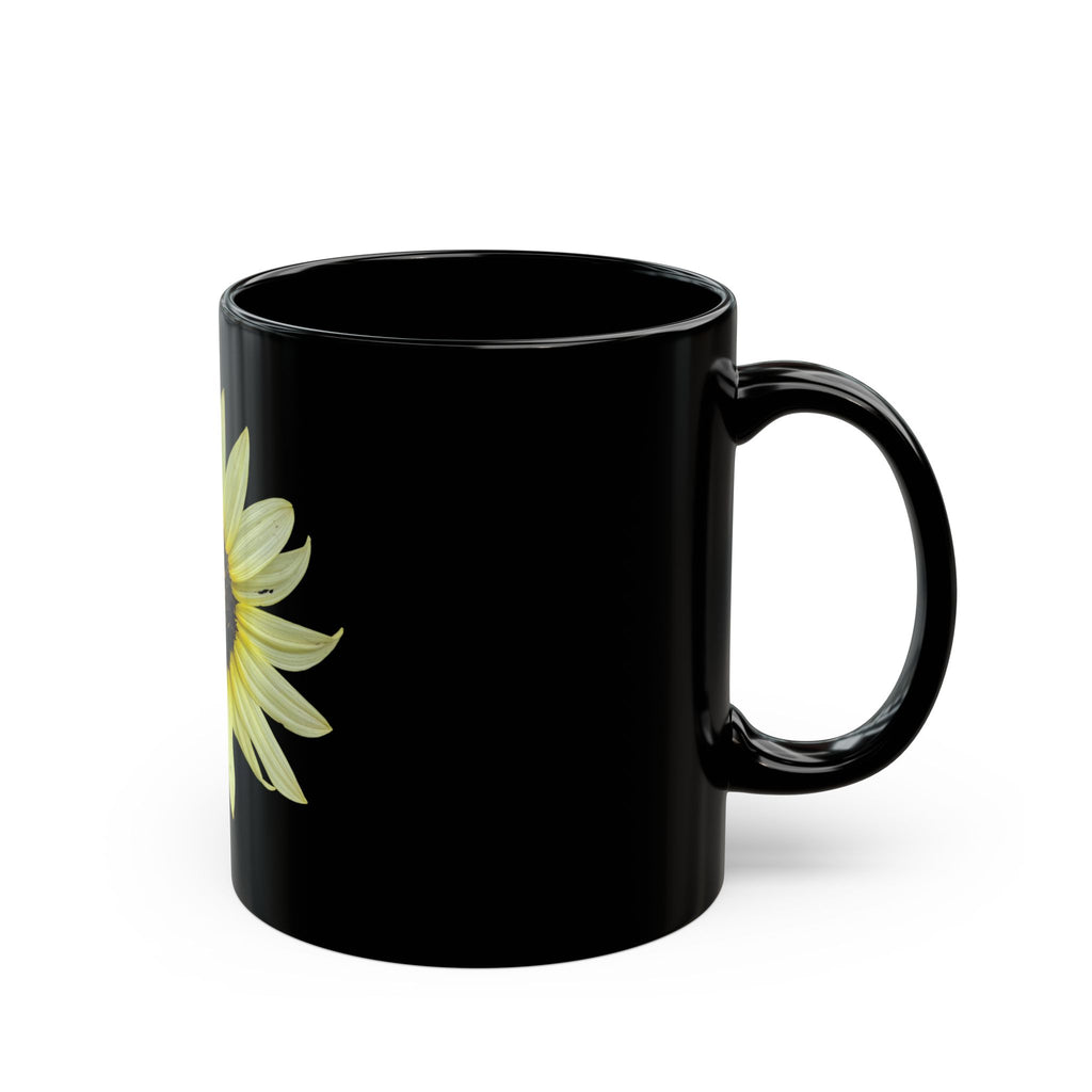 Sunflower Black Coffee Mug — Yellow Floral 11oz/15oz Ceramic